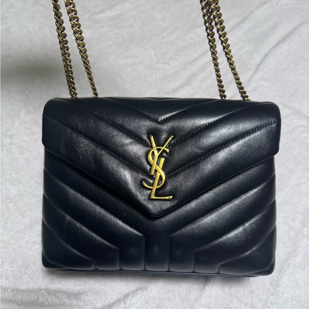 Auth Yves Saint Laurent Black LouLou bag size small